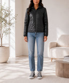 Ladies Black Faux Leather Jacket - StylePhase SA