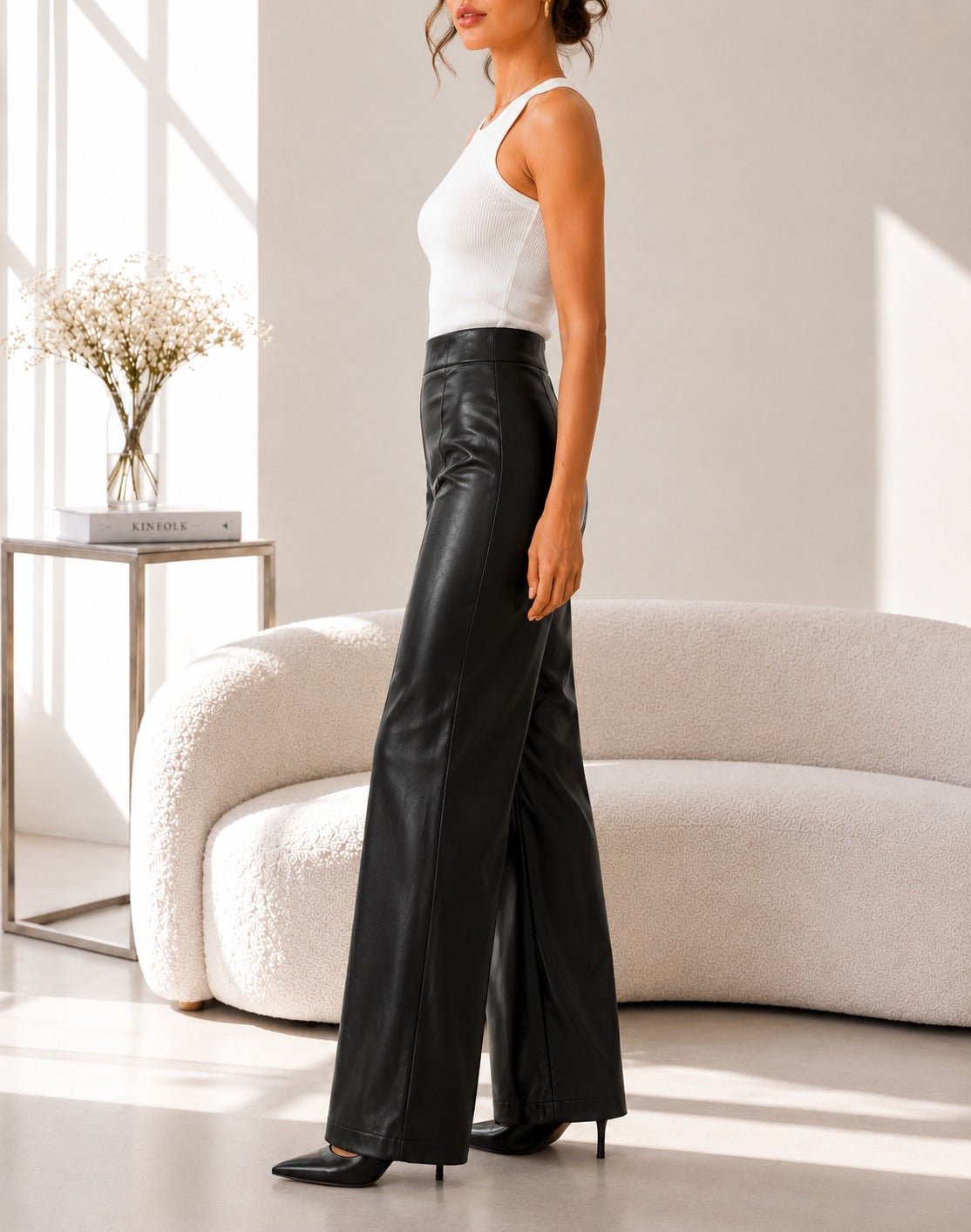 Ladies Black Faux Leather Pants- New Feeling - StylePhase SA