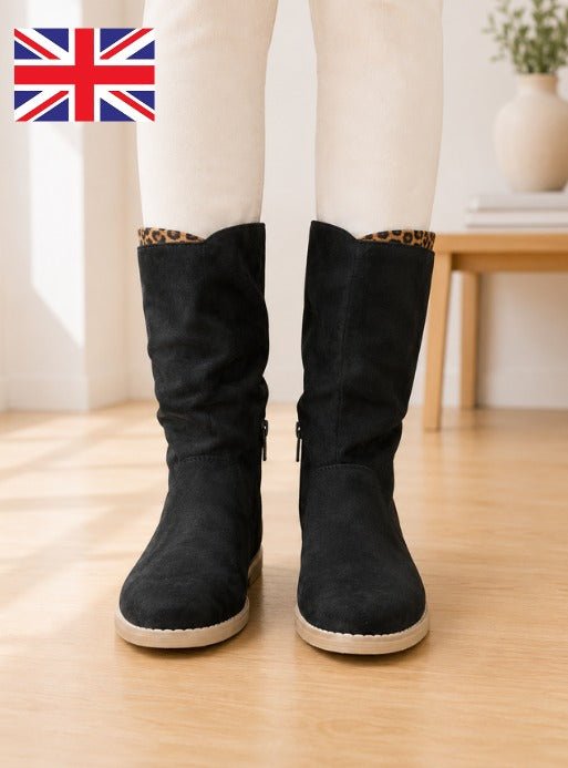 Ladies Black Faux Suede Boots - StylePhase SA