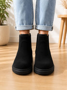 Ladies Black Faux Suede Chelsea Ankle Boots - StylePhase SA