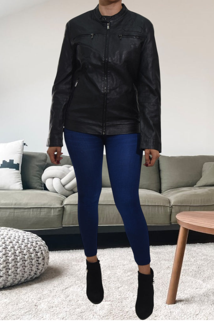 Ladies Black Faux Zip Front Jacket - StylePhase SA