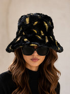 Ladies Black Feather Embossed Bucket Hat - StylePhase SA