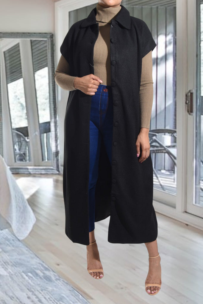 Ladies Black Fleece Button Dress - StylePhase SA