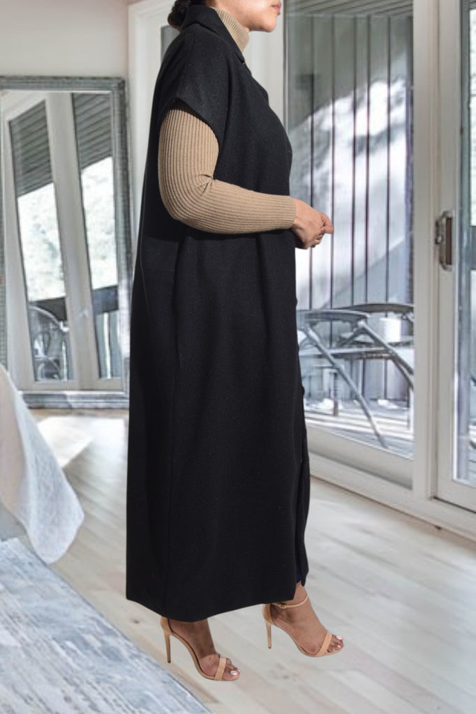 Ladies Black Fleece Button Dress - StylePhase SA