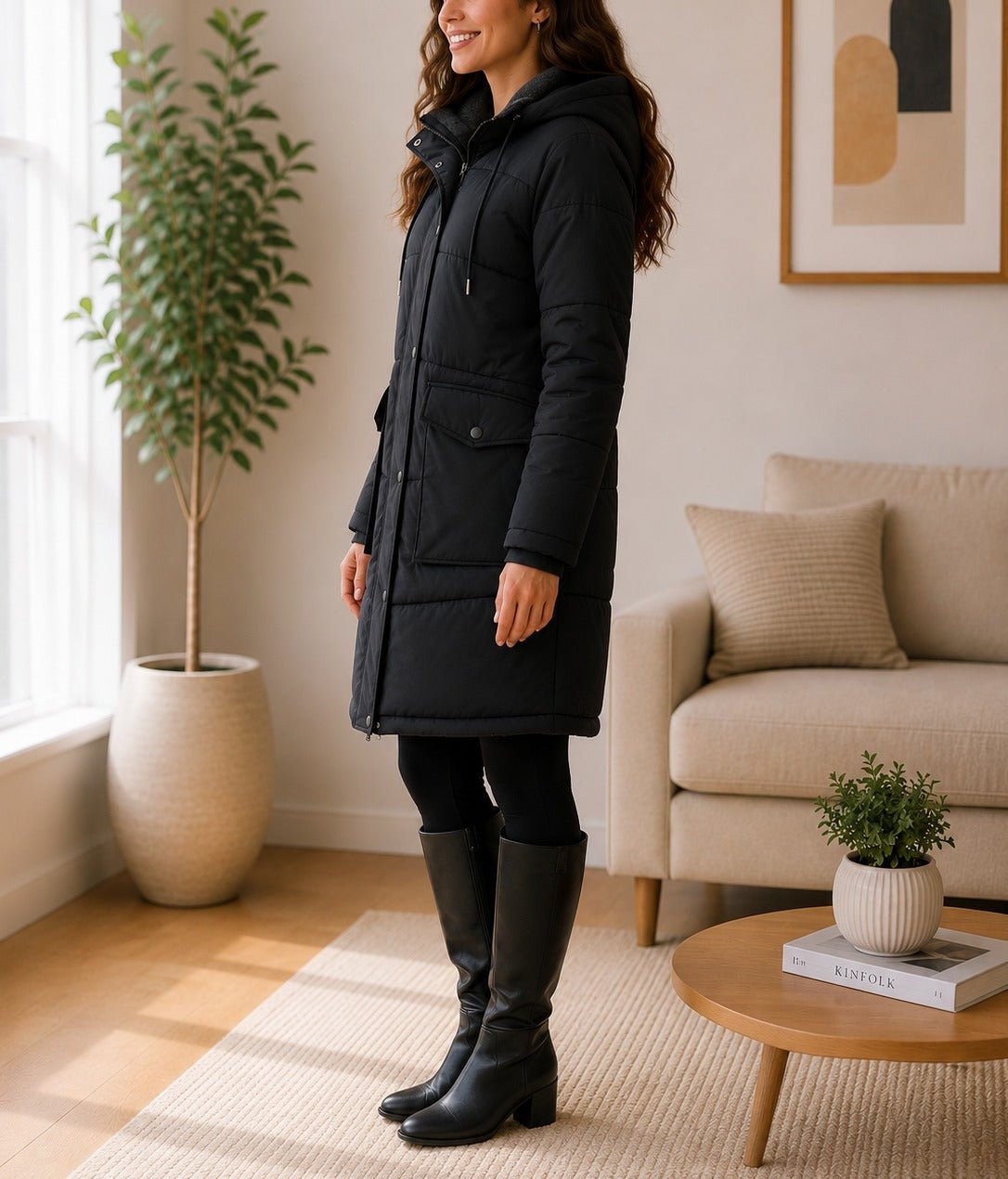 Ladies Black Fleece Lined Hoody Jacket - StylePhase SA