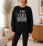 Ladies Black Fleece Sweater - I'm Very Expensive - StylePhase SA