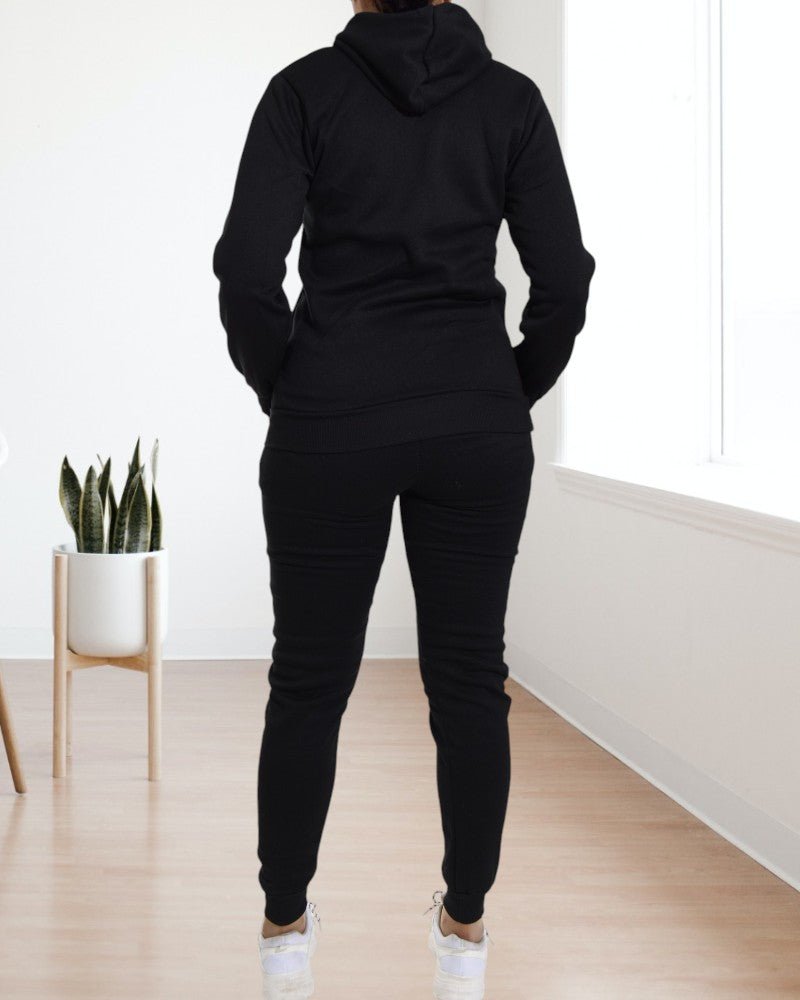 Ladies Black Fleece Tracksuit - StylePhase SA