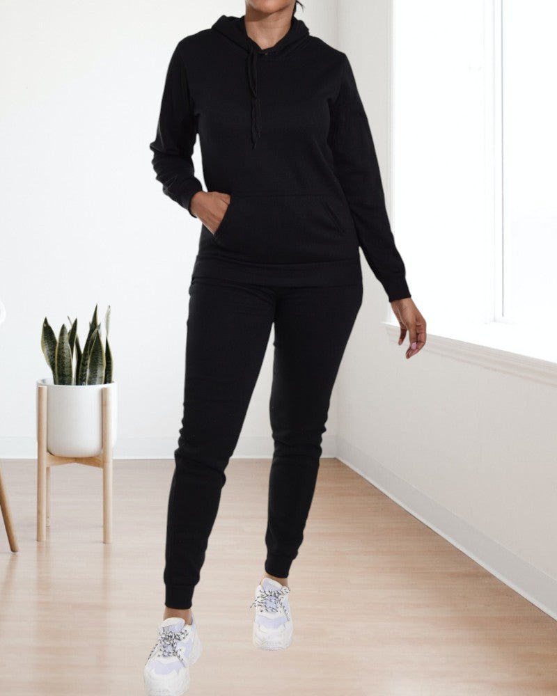 Ladies Black Fleece Tracksuit - StylePhase SA