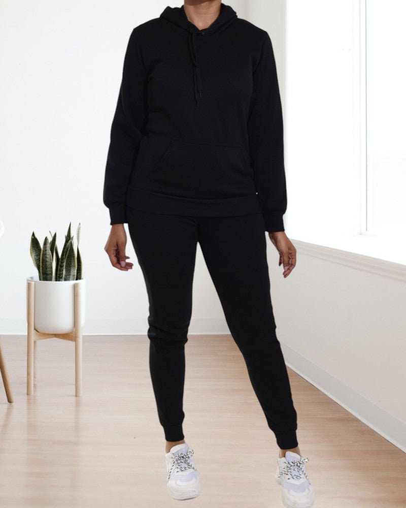 Ladies Black Fleece Tracksuit - StylePhase SA