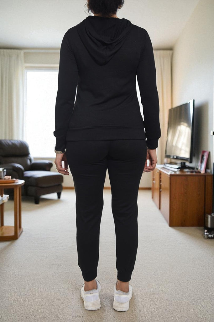 Ladies Black Fleece Tracksuit Set - StylePhase SA