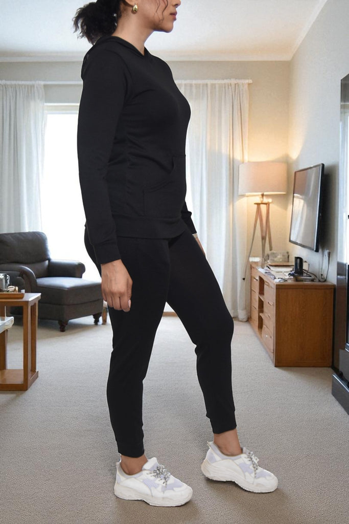 Ladies Black Fleece Tracksuit Set - StylePhase SA