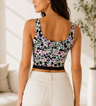 Ladies Black Floral Activewear Top - StylePhase SA
