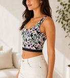 Ladies Black Floral Activewear Top - StylePhase SA