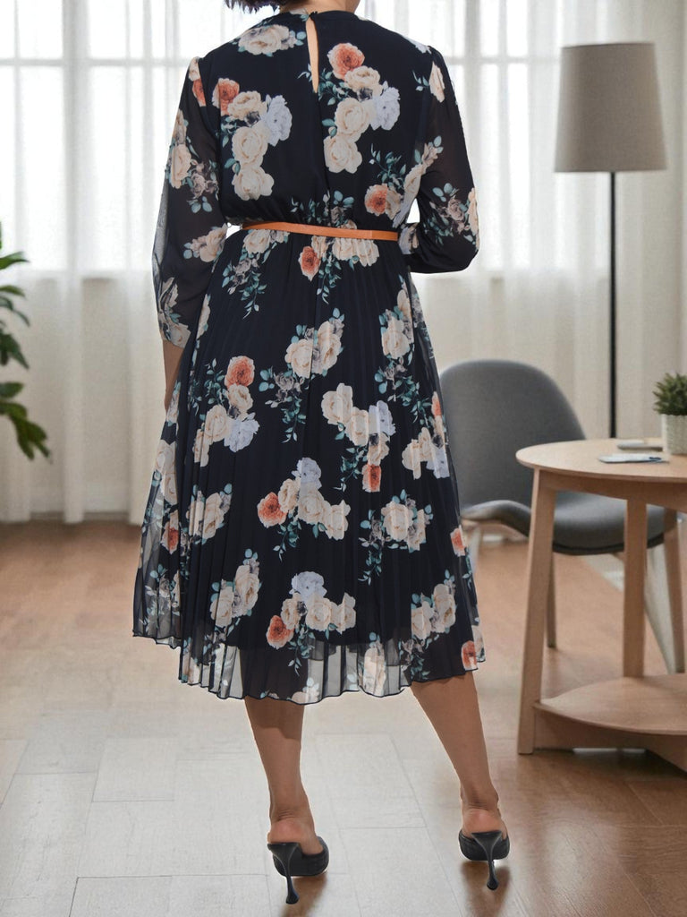Ladies Black Floral Chiffon Dress - StylePhase SA