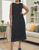 Ladies Black Floral Crinkle Sleeveless Dress - StylePhase SA