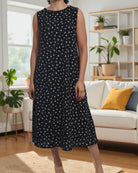 Ladies Black Floral Crinkle Sleeveless Dress - StylePhase SA