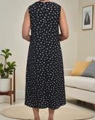 Ladies Black Floral Crinkle Sleeveless Dress - StylePhase SA