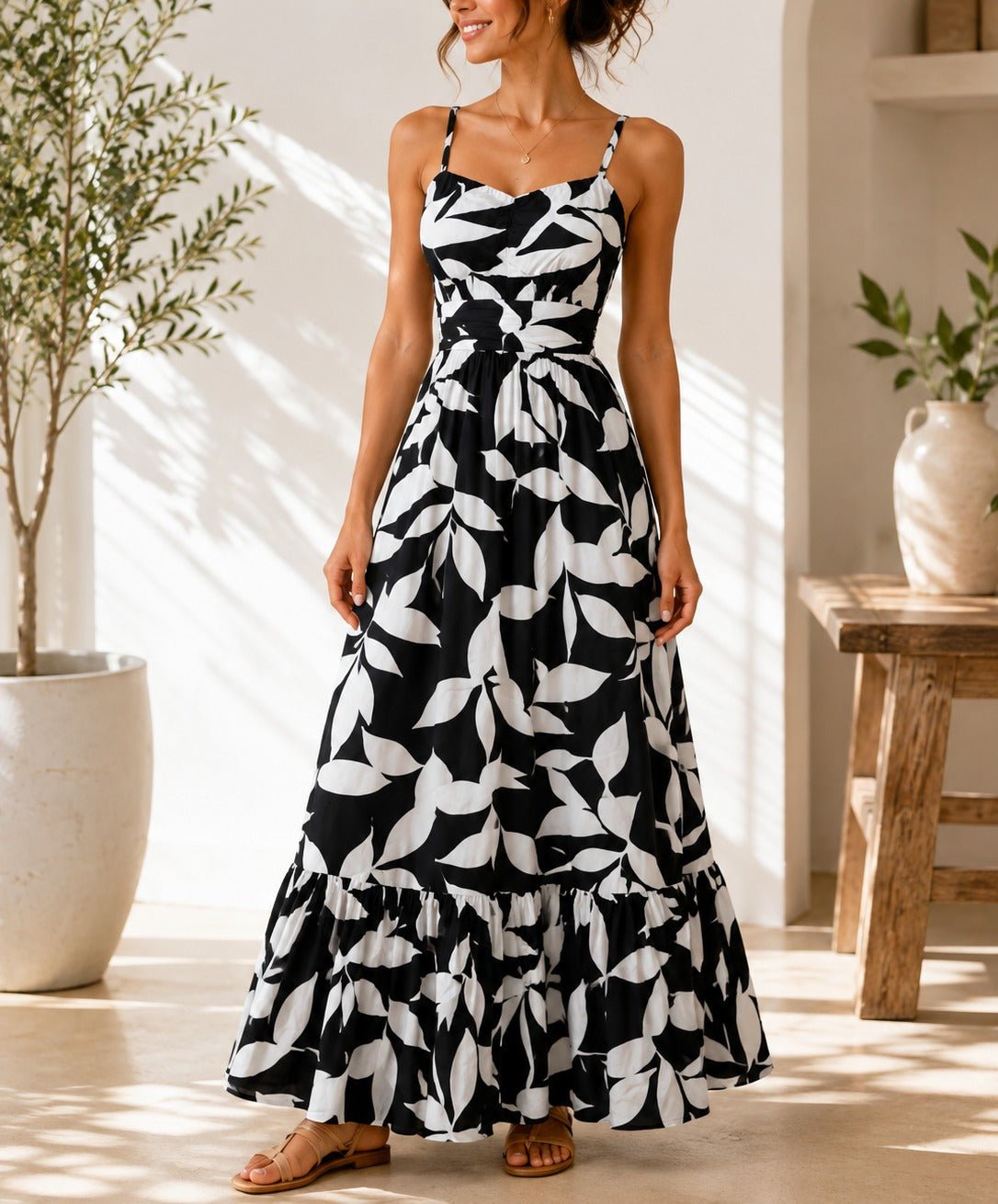 Ladies Black Floral Cut Out Maxi Dress - StylePhase SA