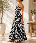 Ladies Black Floral Cut Out Maxi Dress - StylePhase SA