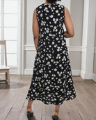 Ladies Black Floral Midi Sleeveless Dress - StylePhase SA