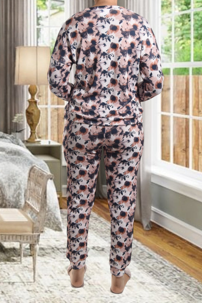 Ladies Black Floral Pj Set - StylePhase SA