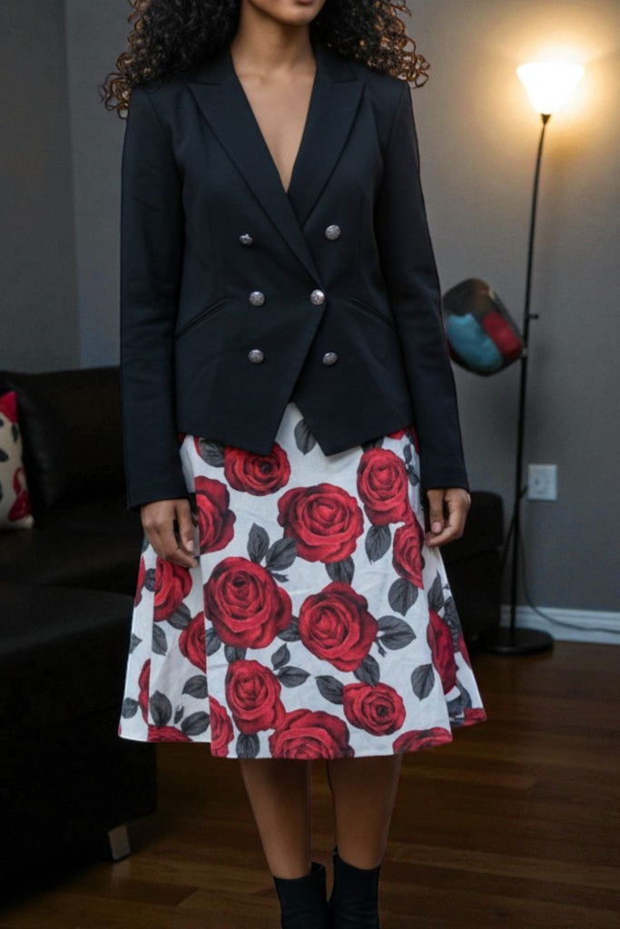 Ladies Black Floral Skirt Two Piece Set - StylePhase SA