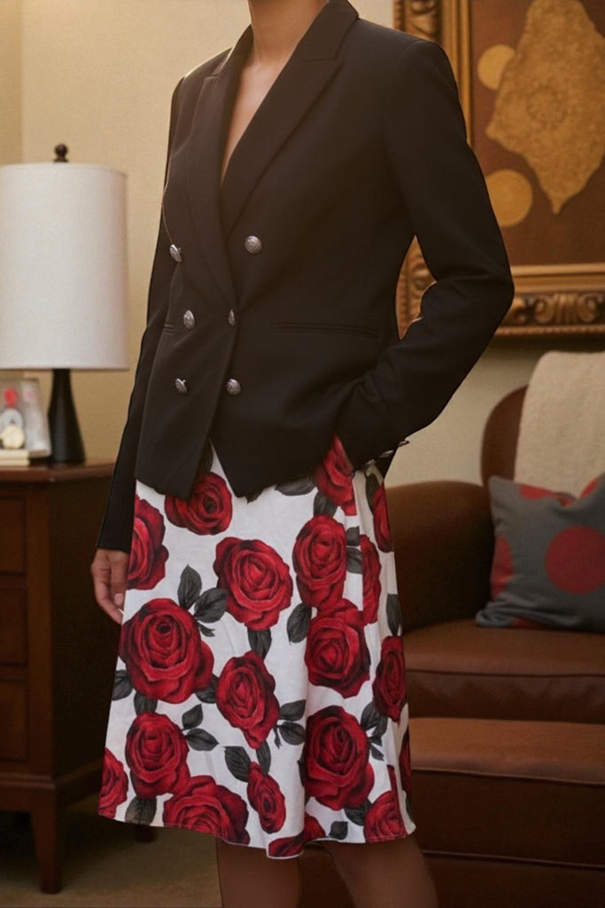 Ladies Black Floral Skirt Two Piece Set - StylePhase SA