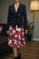 Ladies Black Floral Skirt Two Piece Set - StylePhase SA