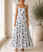 Ladies Black Floral Tie Shoulder Dress - StylePhase SA