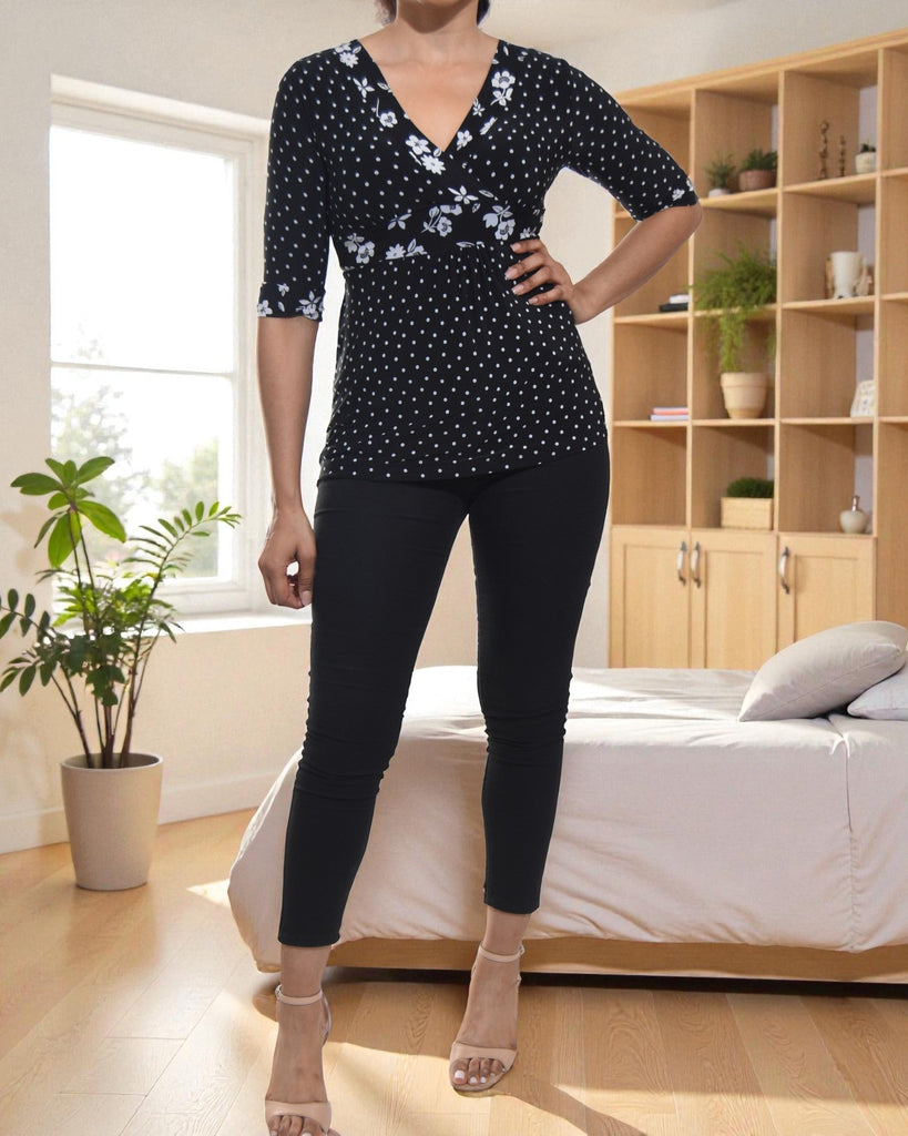 Ladies Black Floral Tie Top - StylePhase SA