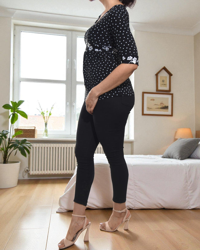 Ladies Black Floral Tie Top - StylePhase SA