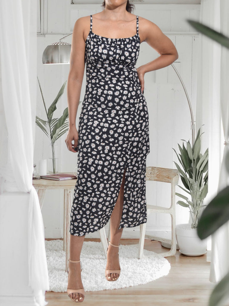 Ladies Black Flower Zip Dress - StylePhase SA