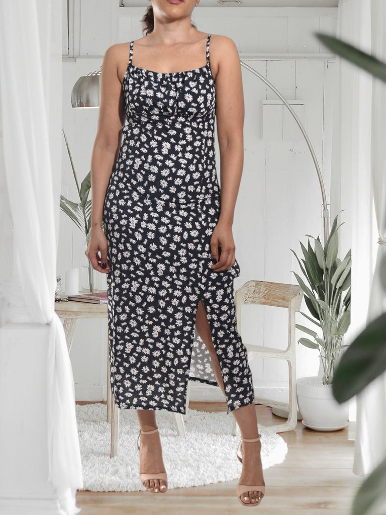 Ladies Black Flower Zip Dress - StylePhase SA