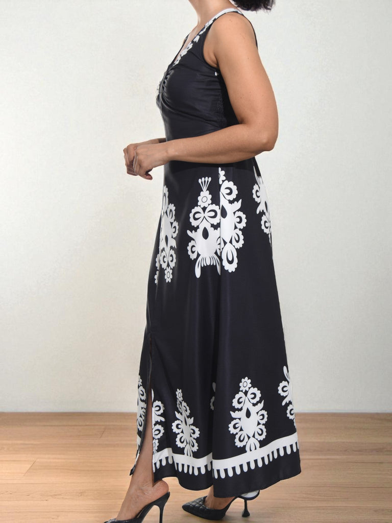Ladies Black Front Slit Dress - StylePhase SA