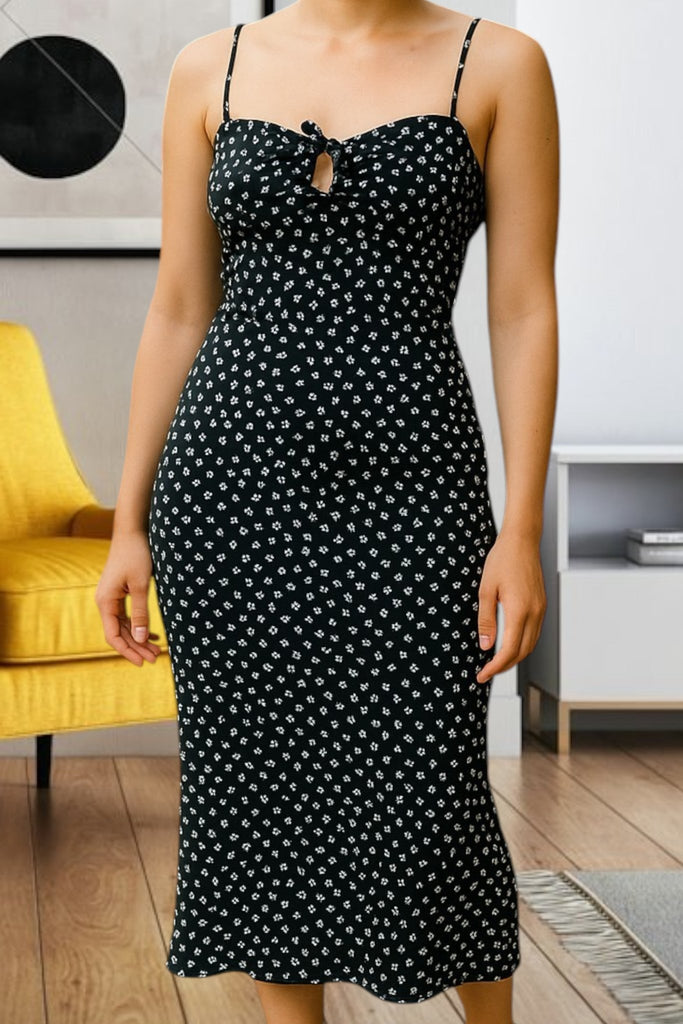 Ladies Black Front Tie Dress - StylePhase SA