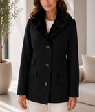 Ladies Black Fur Button Blazer - StylePhase SA