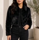Ladies Black Fur Crop Jacket - StylePhase SA