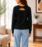 Ladies Black Gym Back Twist Sweater - StylePhase SA