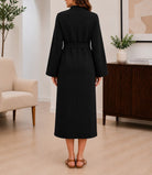 Ladies Black High Neck Tie Waist Midi Dress - StylePhase SA