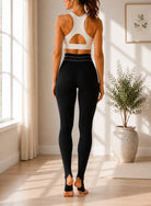 Ladies Black High Rise-Foot Strap Leggings - StylePhase SA
