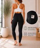 Ladies Black High-Waist Side Pocket Activewear Leggings - StylePhase SA