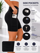 Ladies Black High-Waist Side Pocket Activewear Shorts - StylePhase SA