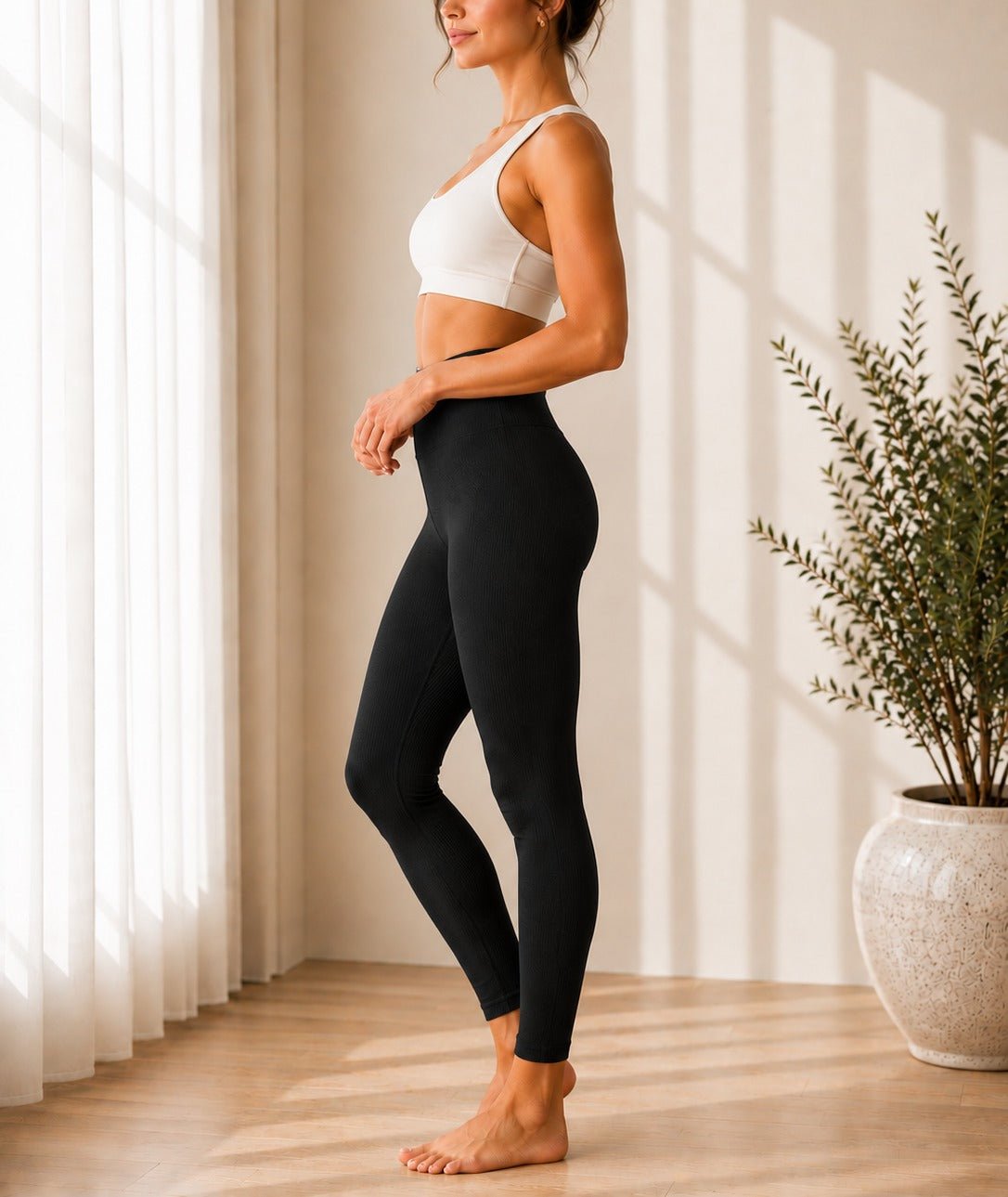 Ladies Black High Waisted Leggings - StylePhase SA