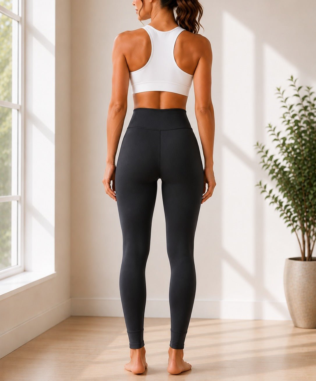 Ladies Black High-Waisted Performance Active Leggings - StylePhase SA