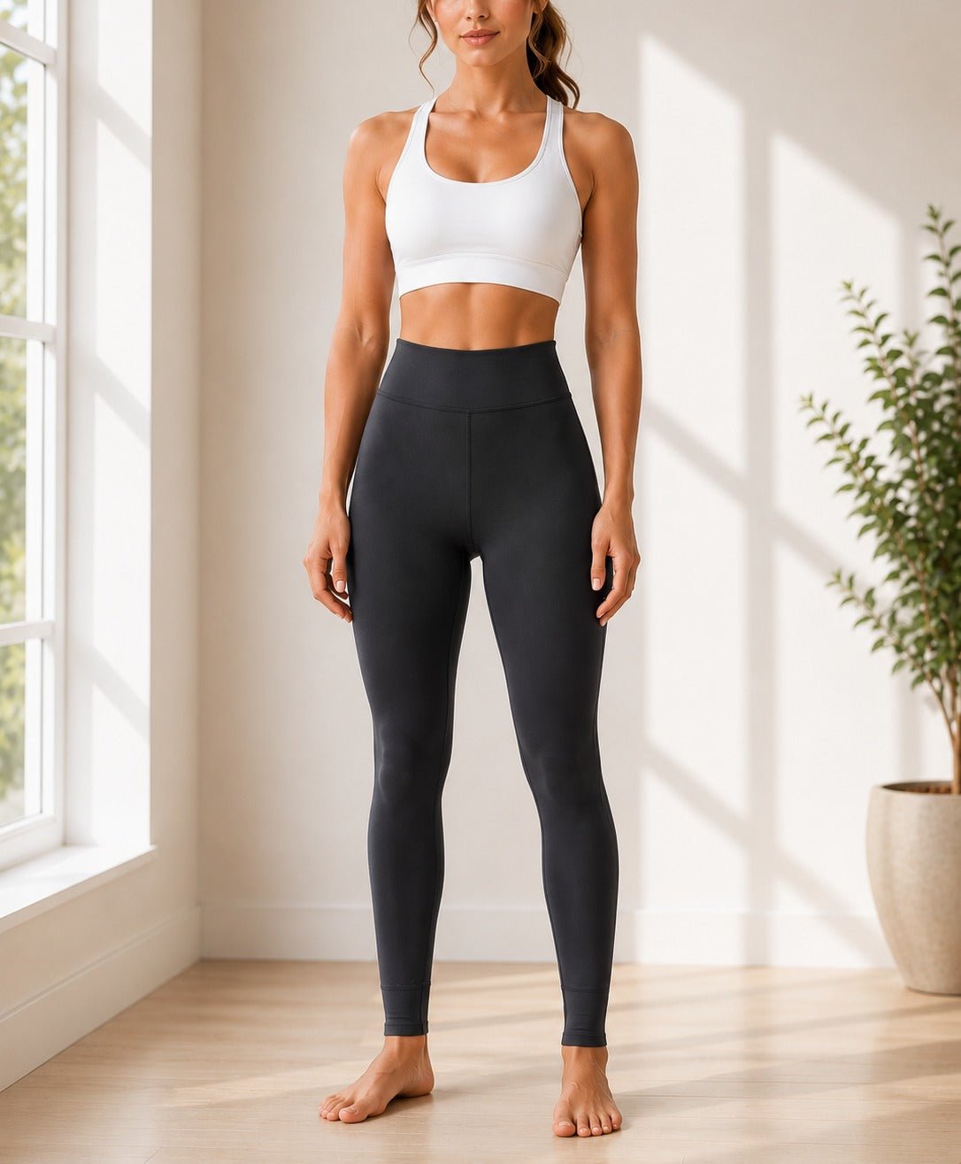 Ladies Black High-Waisted Performance Active Leggings - StylePhase SA