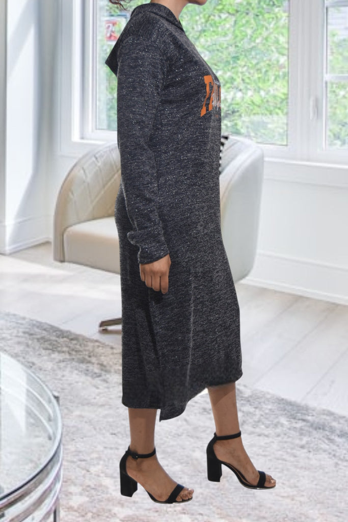Ladies Black Hoody Knit Dress - Glitter - StylePhase SA