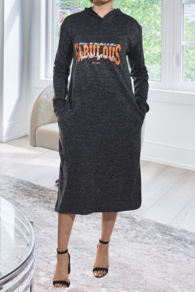 Ladies Black Hoody Knit Dress - Glitter - StylePhase SA