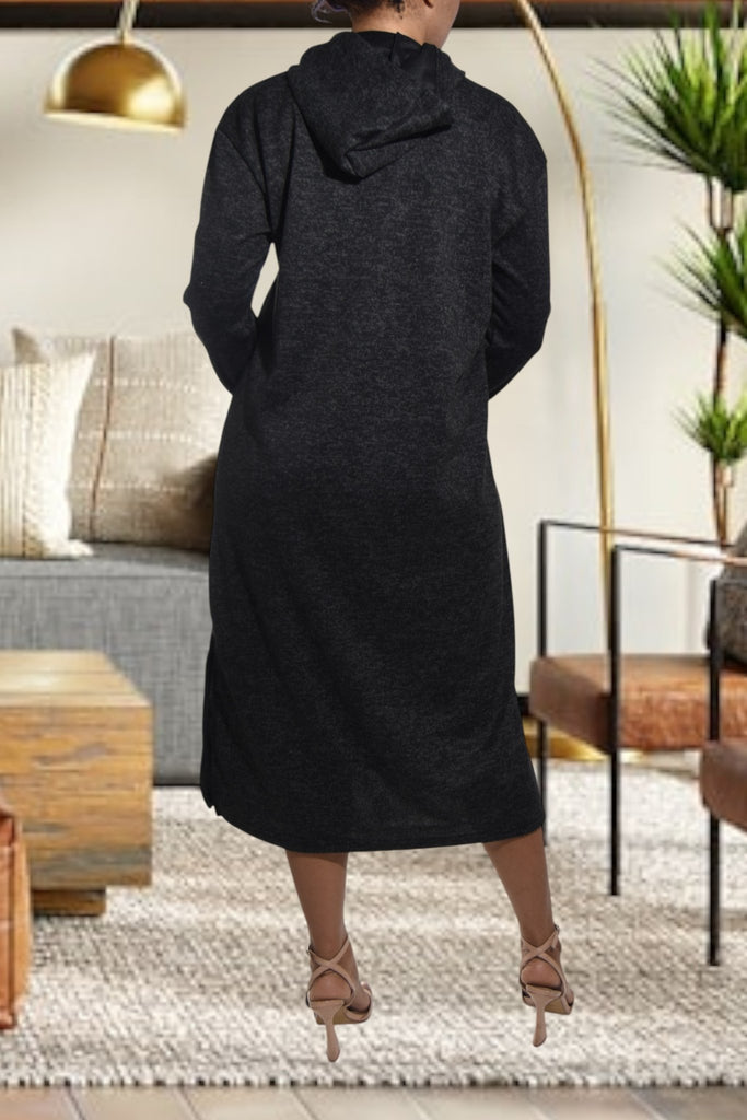 Ladies Black Hoody Knit Dress - Good Vibes - StylePhase SA