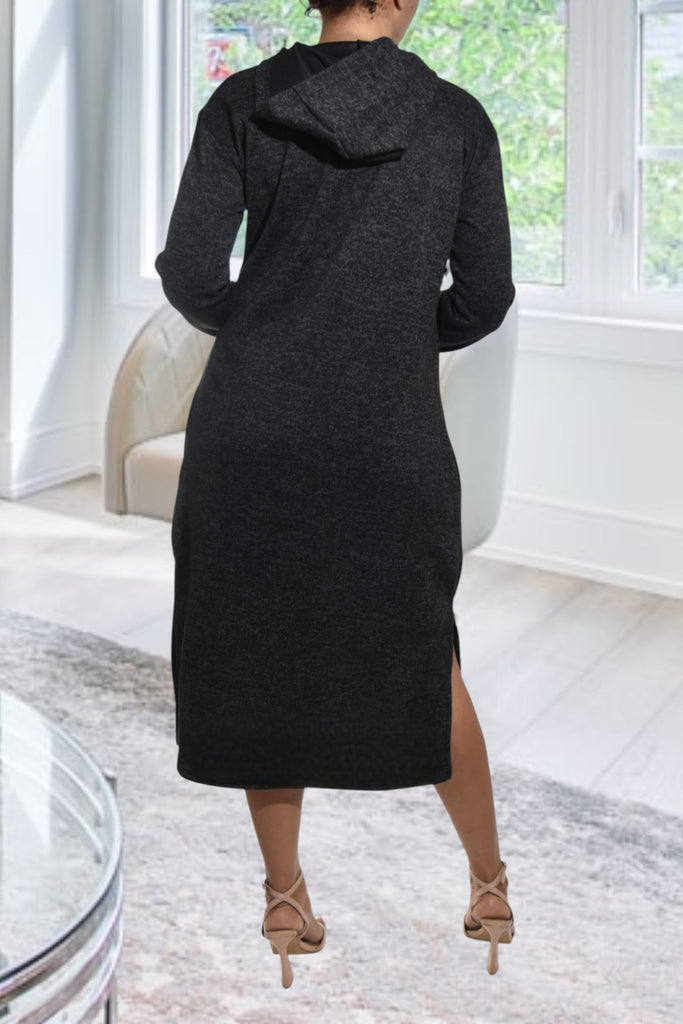 Ladies Black Hoody Knit Dress - Perfectly Imperfect - StylePhase SA