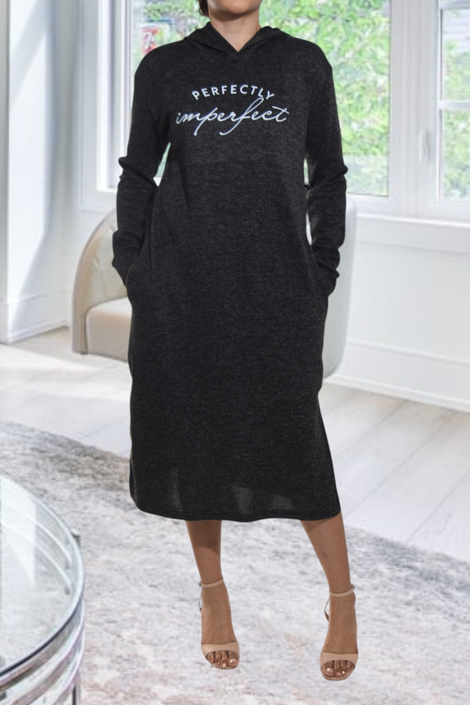 Ladies Black Hoody Knit Dress - Perfectly Imperfect - StylePhase SA